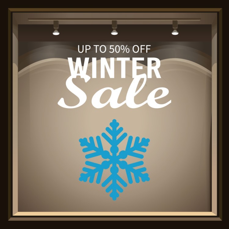 Αυτοκόλλητο Βιτρίνας Winter Sale Snowflake